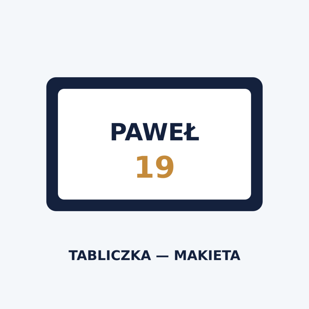 Neutralna makieta tabliczki do szatni